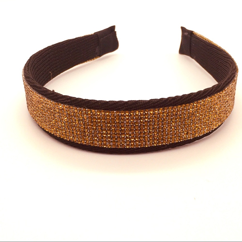 Hair loop headband with sparkling golden crystals